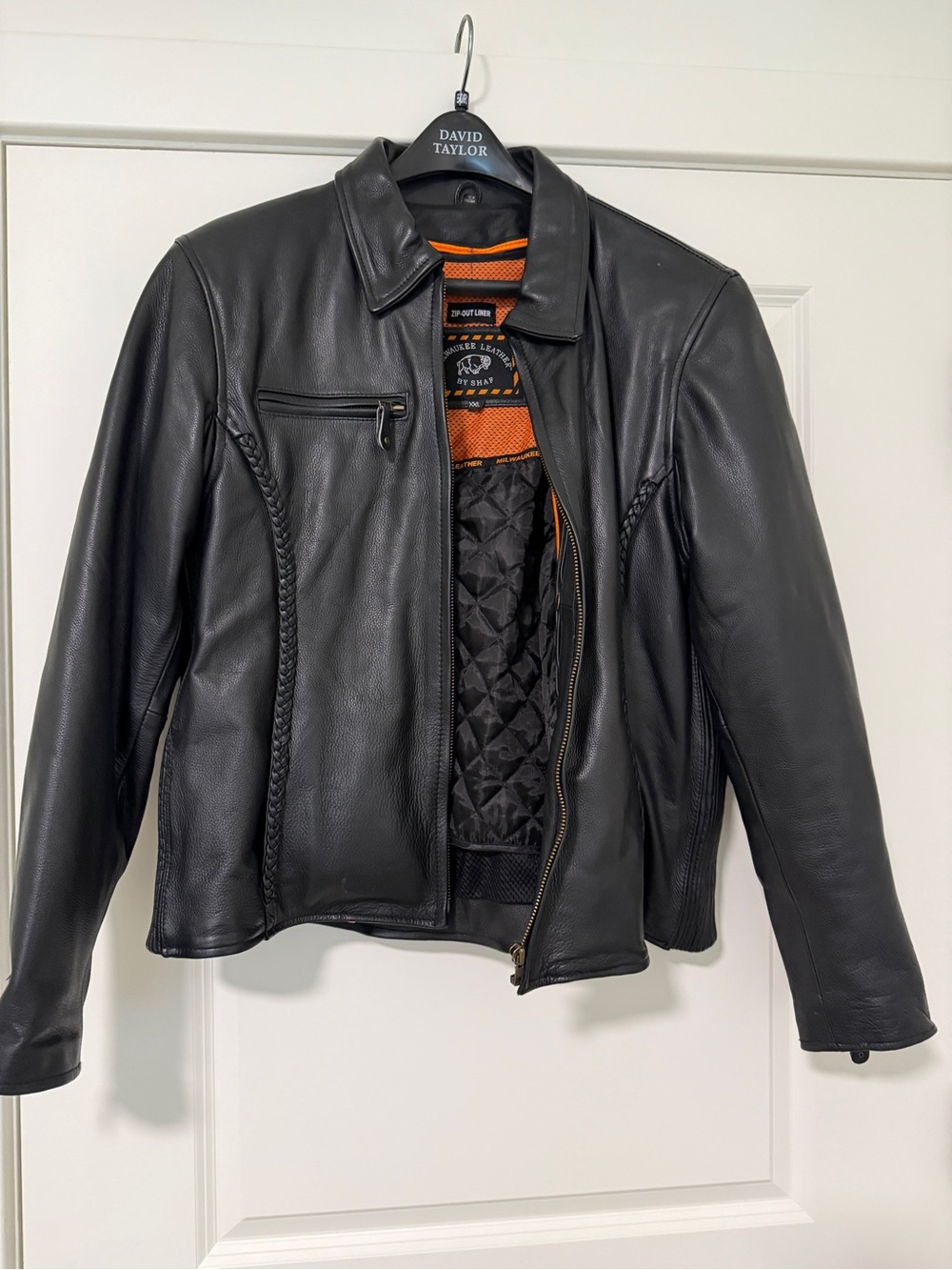 Milwaukee Leather Women’s XXL Black Motorcycle Jacket with Orange Lining.  NWOT!
